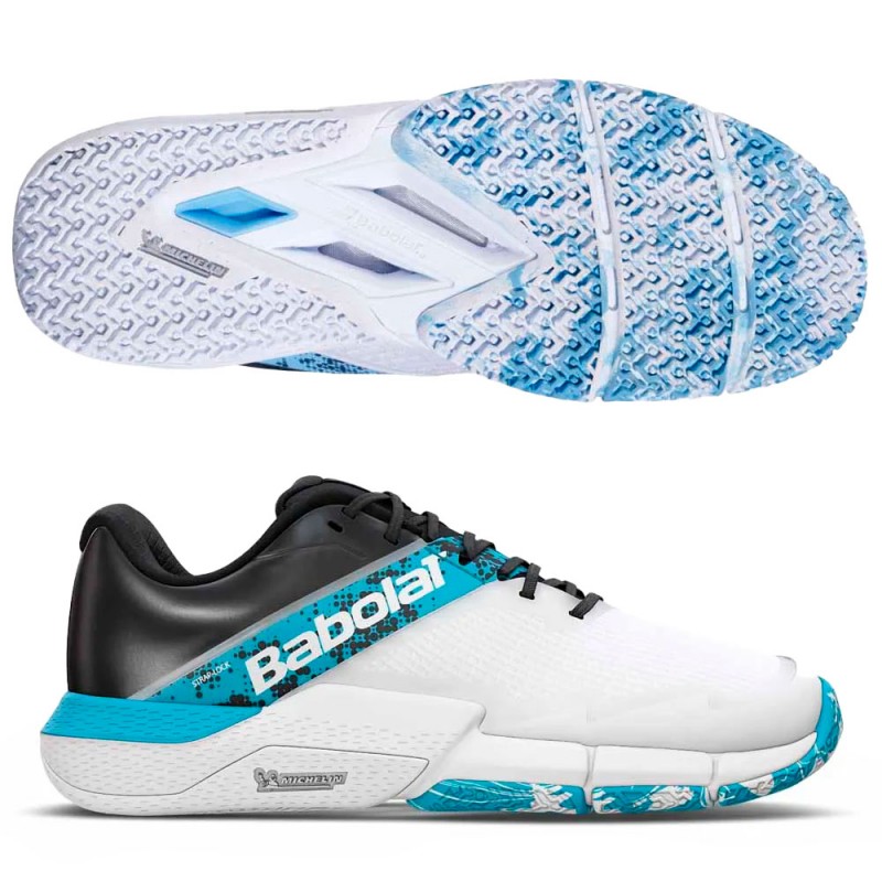 Babolat Movea 2 Men white cyan blue 2025 Padel shoes