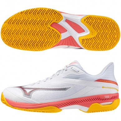 Mizuno Wave Exceed Court CC white calypso coral 2025 padel shoes