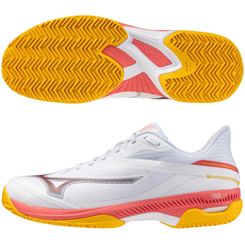 Mizuno Wave Exceed Court CC white calypso coral 2025 padel shoes