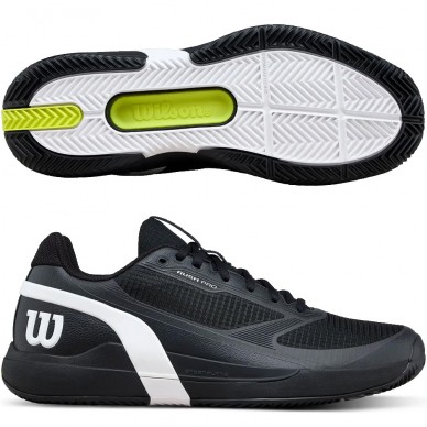 Wilson Rush Pro 5 Clay black white 2026 Padel Shoes