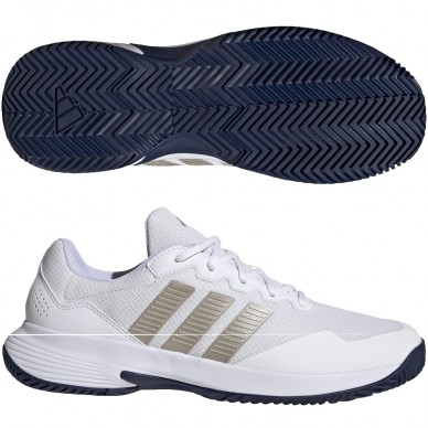 Adidas Gamecourt 2 M white metallic dark blue 2026 Padel Shoes